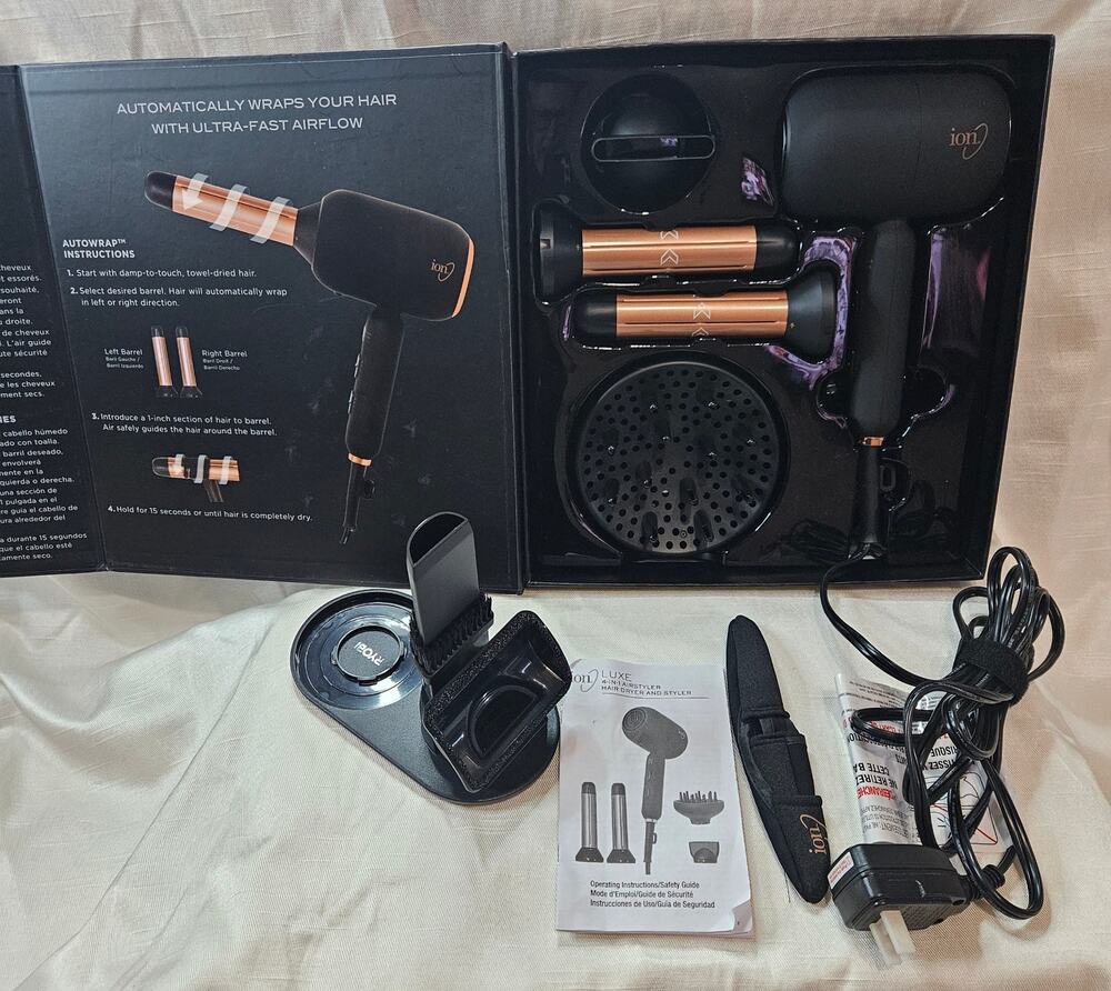 Ion Luxe 4-in-1 Autowrap Airstyler Hair Dryer and Styler Pre-owned Open Box